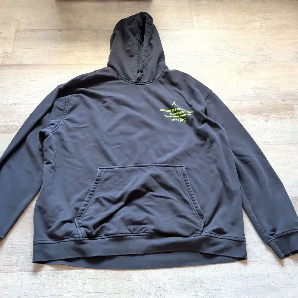 JORDAN MAISON DES CHAMPIONS FLEECE BLACK HOODIE SWEATSHIRT BASKETBALL SZ XXL